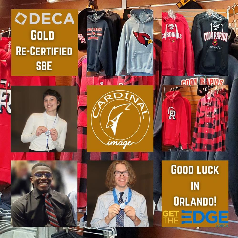 Photos of the clothing in the CRHS school store and photos of students